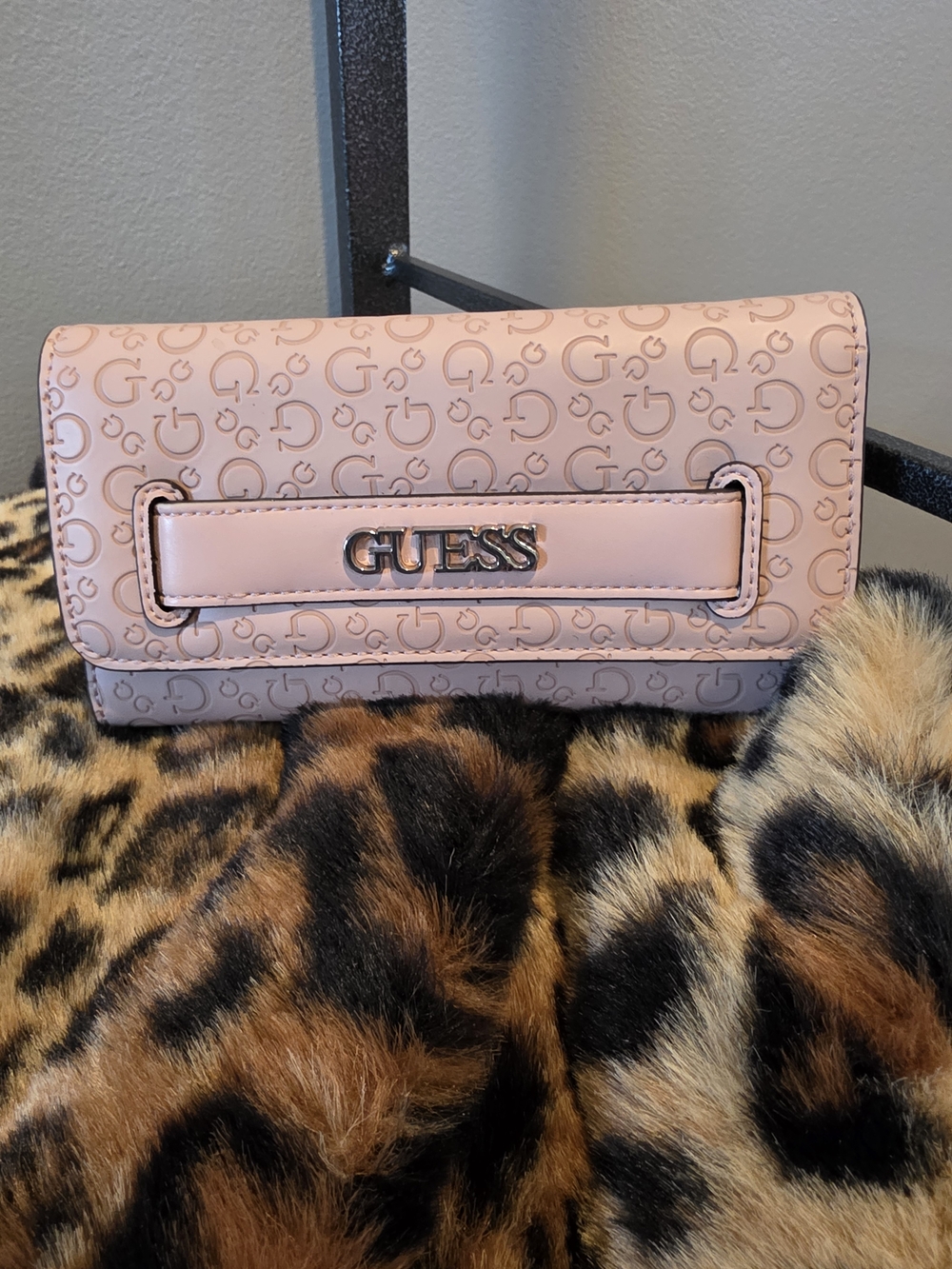 GUESS Pink Logo-Embossed Women's Clutch/Wallet